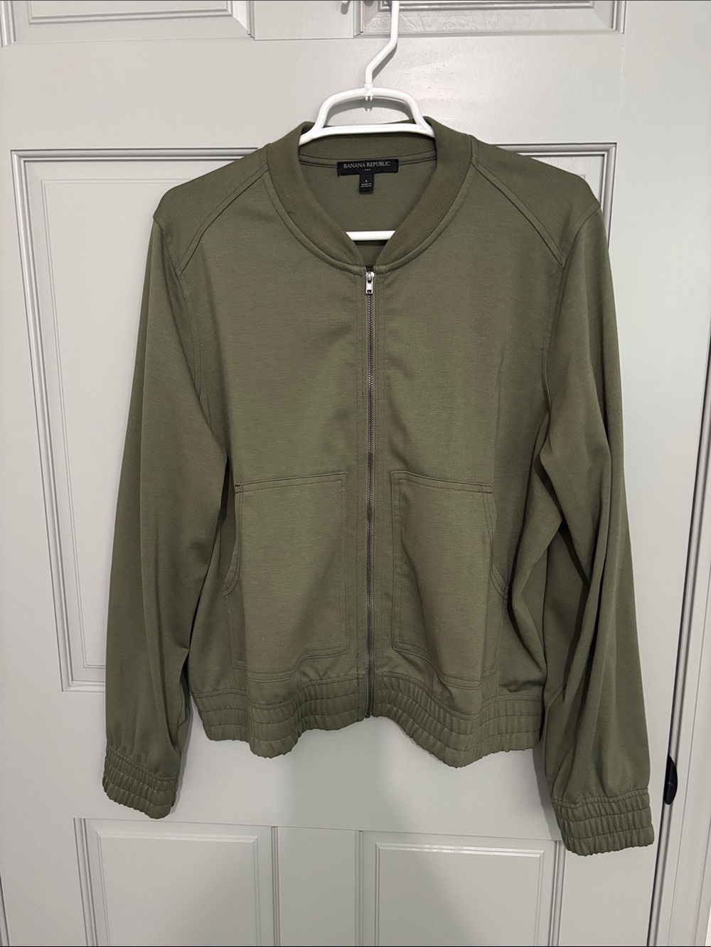 Banana Republic Military Olive Zip Bomber Jacket